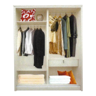 Megafurniture | Santorini White Wash 5ft Sliding Wardrobe | Sliding Door Wardrobe