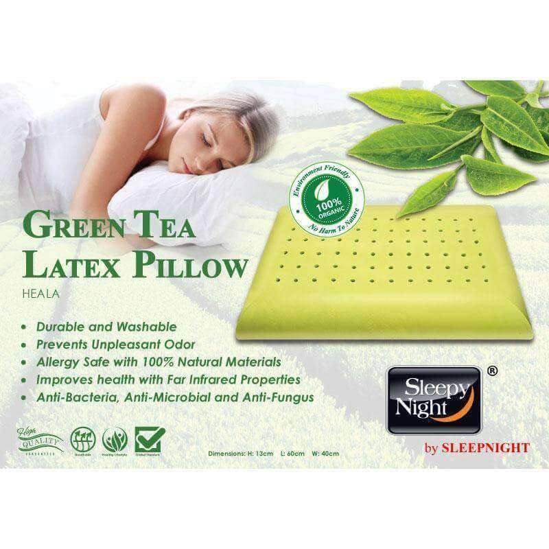 Sleepy Night Green Tea Organic Natural Latex Pillow Singapore