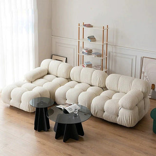 Stella Velvet Fabric Sofa in Cream