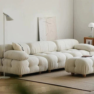 Stella Velvet Fabric Sofa in Cream