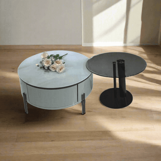 Stevie Round Nesting Coffee Table with Jade Stone Top Singapore