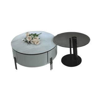 Stevie Round Nesting Coffee Table with Jade Stone Top Singapore