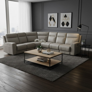 Takako Genuine Leather Recliner Sectional Sofa