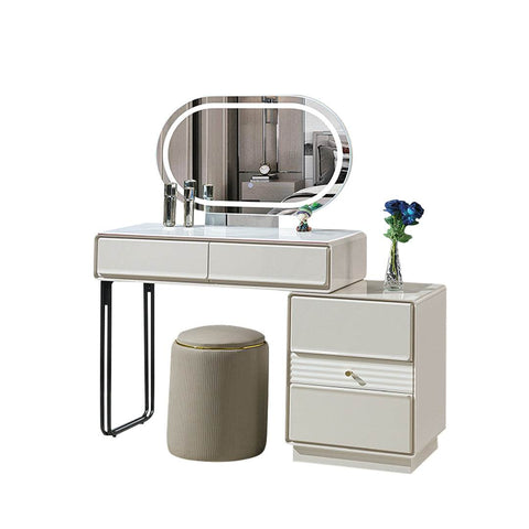 Thaddeus Extendable Dressing Table with White Tempered Glass Top Singapore
