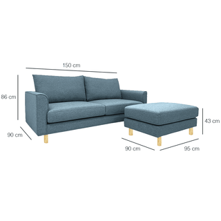 Toby Fabric Sofa With Ottoman by Zest Livings (Eco Clean | Water Repellent) Singapore