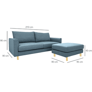 Toby Fabric Sofa With Ottoman by Zest Livings (Eco Clean | Water Repellent) Singapore