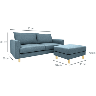 Toby Fabric Sofa With Ottoman by Zest Livings (Eco Clean | Water Repellent) Singapore