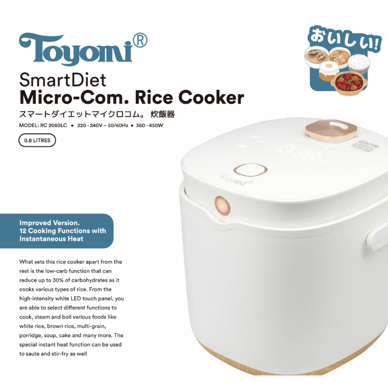TOYOMI 0.8L SmartDiet Micro-Com. Rice Cooker RC 2080LC Singapore