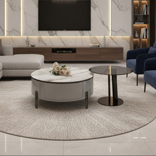 Stevie Round Nesting Coffee Table with Jade Stone Top