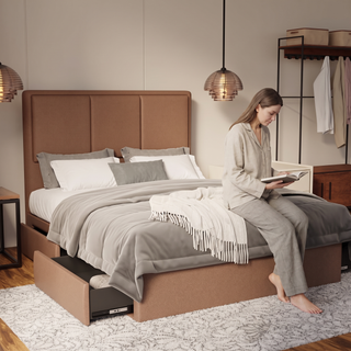 Velmira Fabric Drawer Bed Frame (Water Repellent & Pet friendly) by Somnuz - Lifestyle