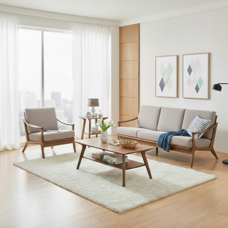 Quence Wooden Fabric Sofa